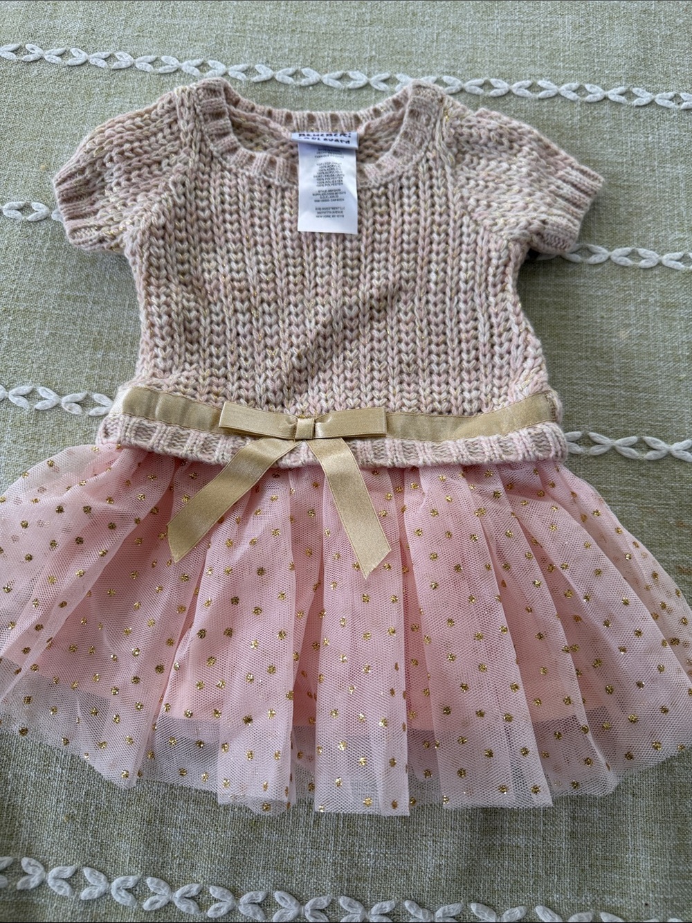 Blueberi Boulevard Pink and Gold Knit Tulle Party Dress